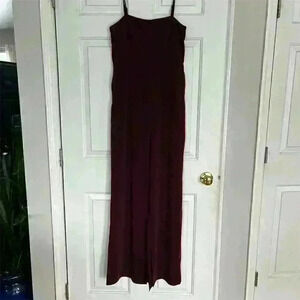 Express x Negin Mirsalehi Burgundy Jumpsuit Size 6 Wide Leg Crew Neck Women's